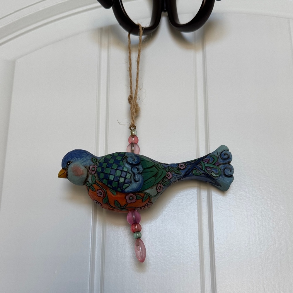 Jim Shore Colorful Bird Ornament - Blue, Green, Pink